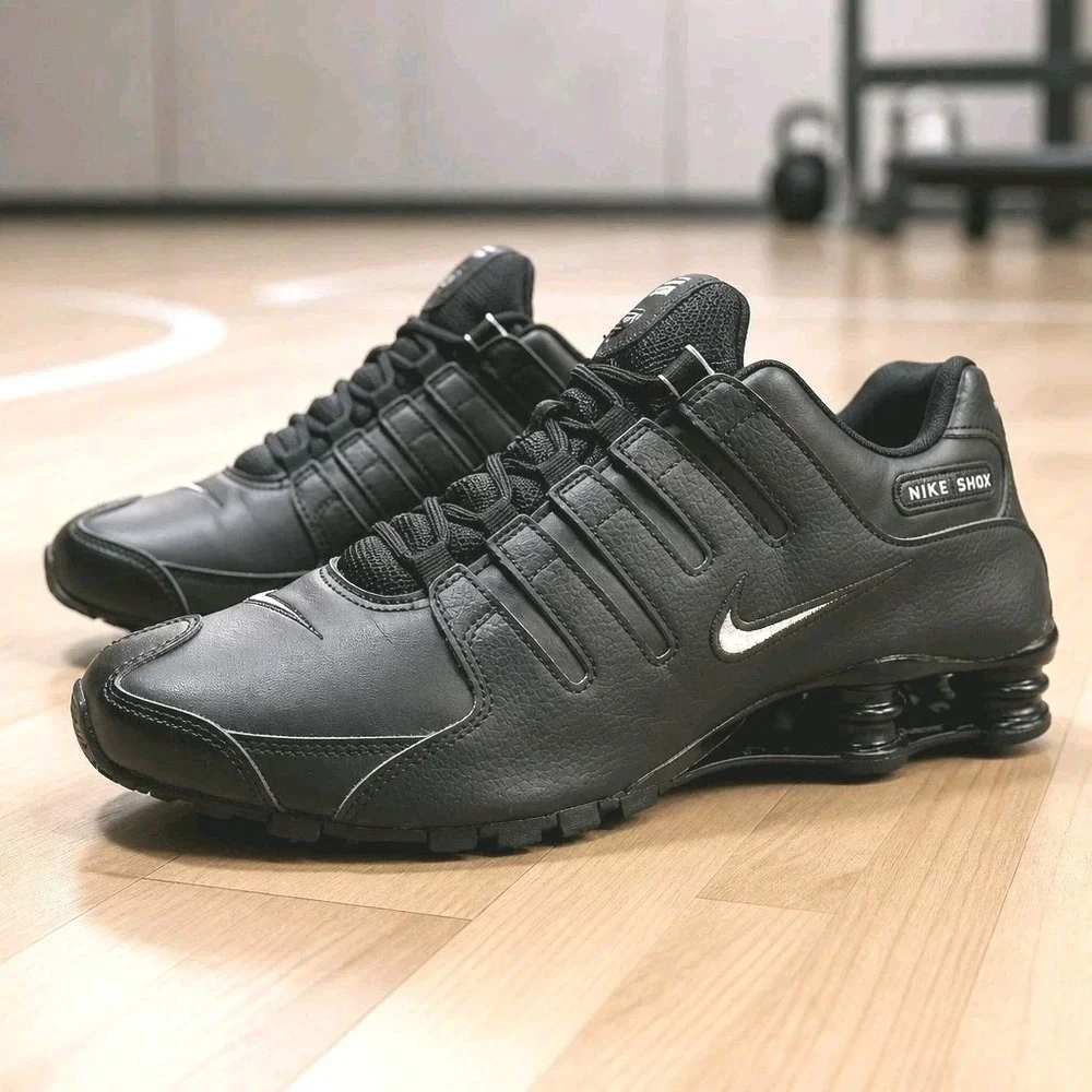 Nike Shox NZ Mens Size 11.5‎ Shoes Black Leather Athletic Sneakers 501524-091